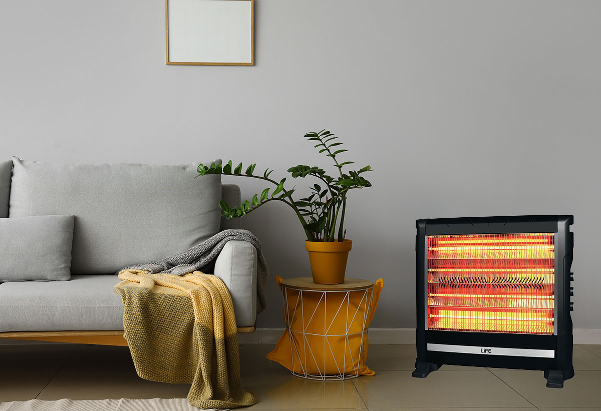 Στην εικόνα απεικονίζεται το θερμαντικό τοποθετημένο σε ένα σαλόνι.